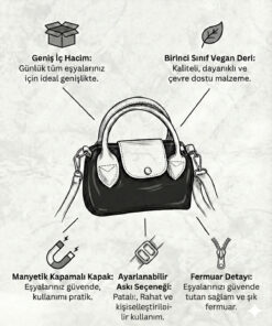 PurpleART Kadın Krem Taba Çift Renkli Minimalist Mini El ve Omuz Çantası - Fermuarlı Çapraz Kadın Çanta - Görsel 3