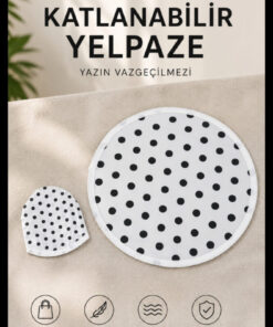 MAZEN 25 cm Puantiye Desenli Katlanabilir Yuvarlak Yazlık Taşınabilir El Yelpazesi