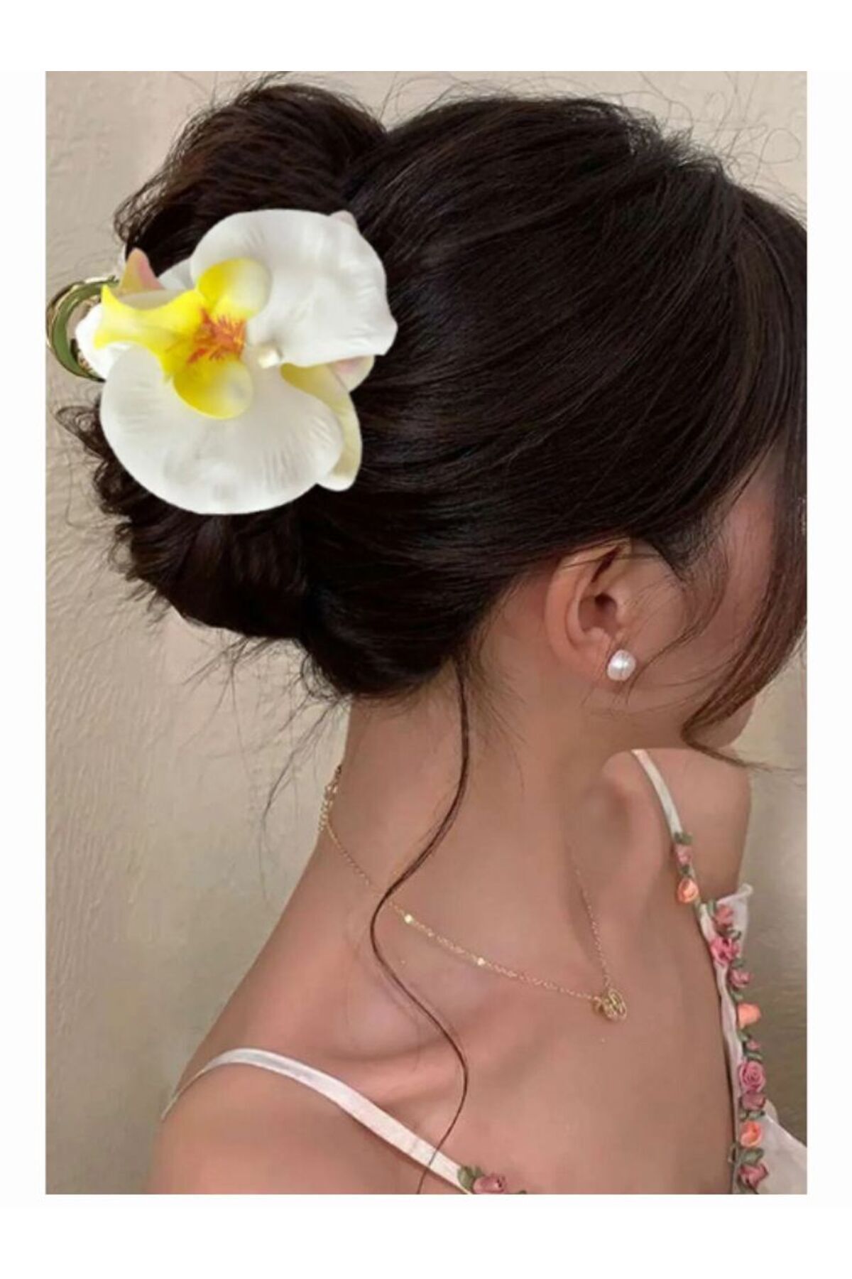 Diloshtrend Design Kadın Orkide Çiçeği Aloha Mandal Toka (10cm)