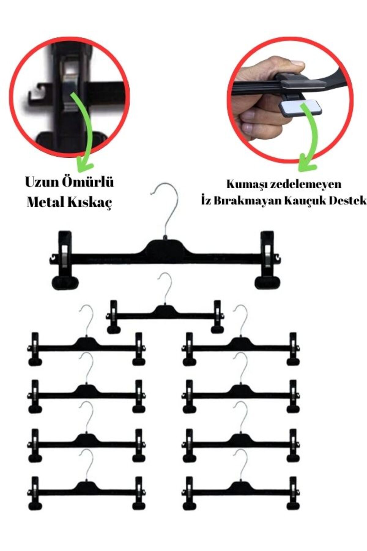 Genel Markalar Elbise Askısı Etek Askısı Mandallı Askılık Pantolon Askısı 10’lu