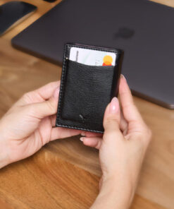 Alternative view of V LEATHER ATELİER Premium Otomatik Mekanizmalı Deri Cüzdan RFID Korumalı Özel Kutulu Gönderim Siyah