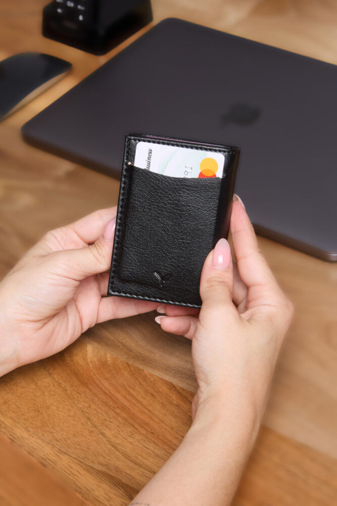 V LEATHER ATELİER Premium Otomatik Mekanizmalı Deri Cüzdan RFID Korumalı Özel Kutulu Gönderim Siyah - Görsel 2