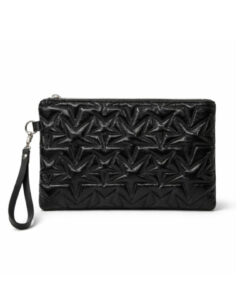Alternative view of Adelina Bags Yıldız Nakış İşlemeli Portföy El Çantası Bilek Askılı Saten Astarlı Siyah Clutch Çanta