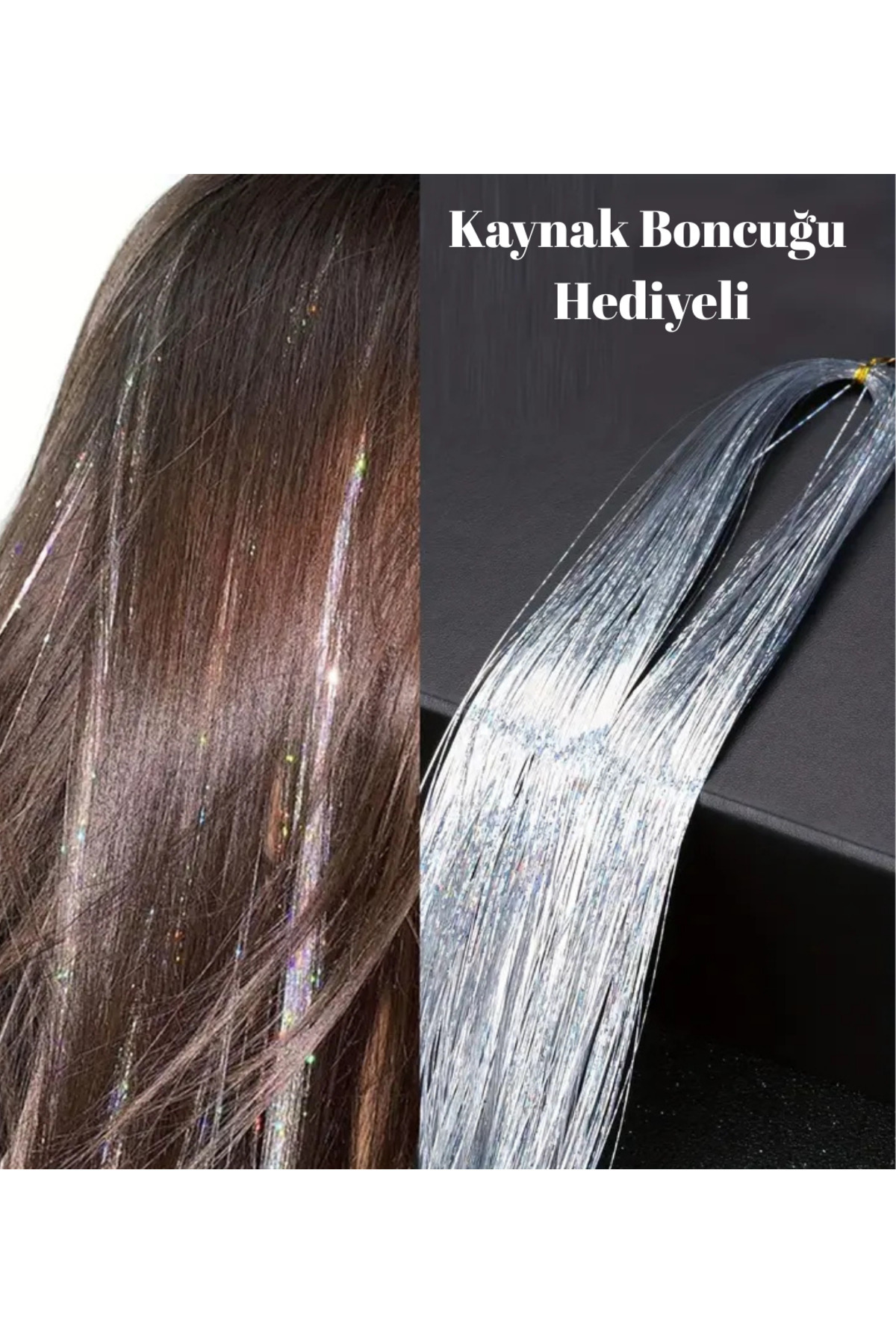 MutluBiDünya Kaynak Boncuğu Hediyeli Hair Tinsel Gelin Teli Saç Simi Aksesuarı - Görsel 3