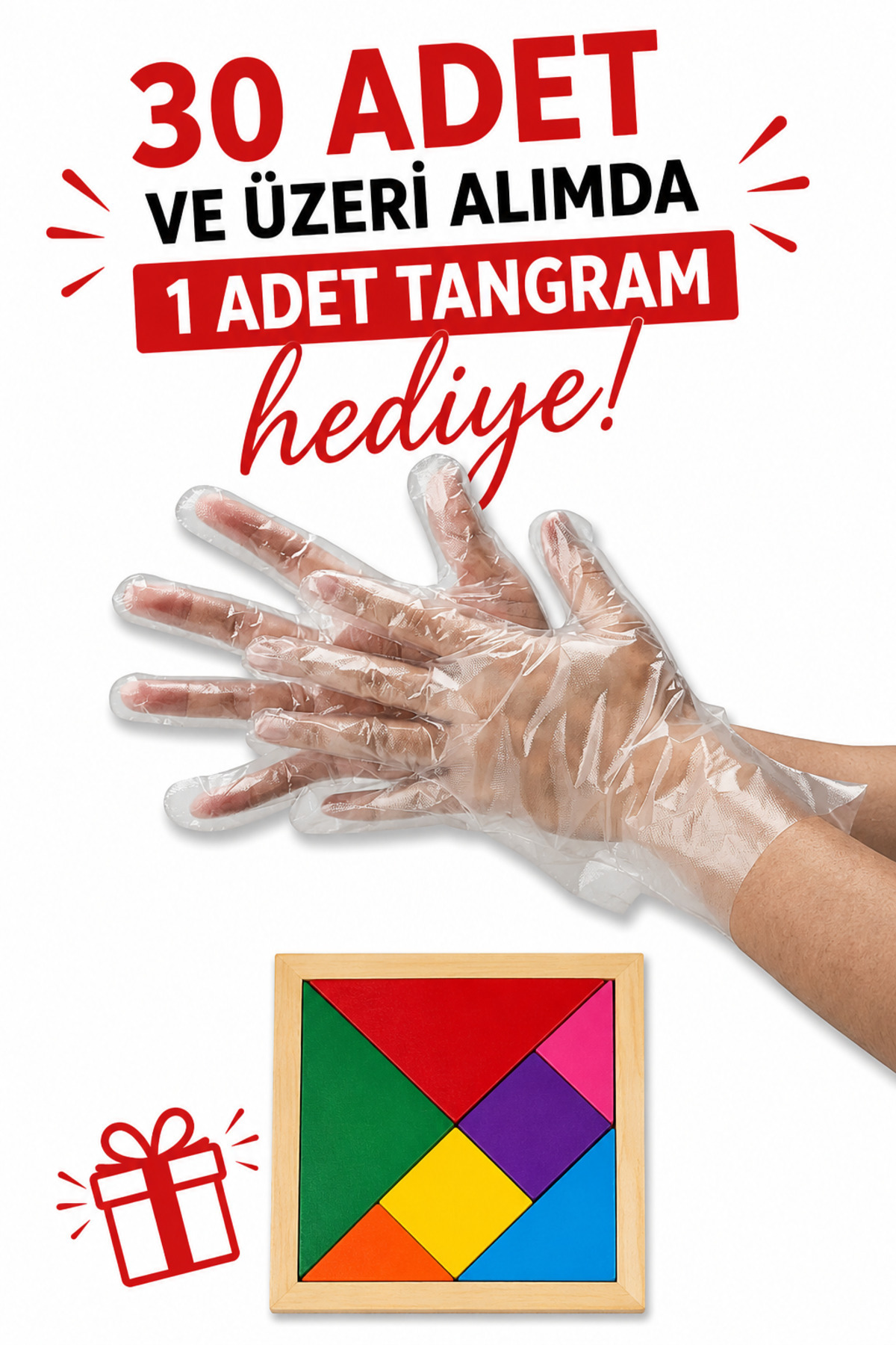 Palo Santo 30 ve üzeri TANGRAM HEDİYELİ Kullan At Şeffaf Eldiven 1 Adet