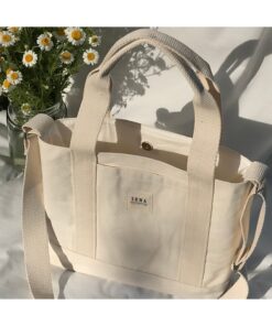 Sowa Collection Kanvas Çıtçıtlı Çanta Ayarlanabilir Çapraz Askılı Kadın El Ve Omuz Çantası U:30 E:35 G:10 Cm - Görsel 2