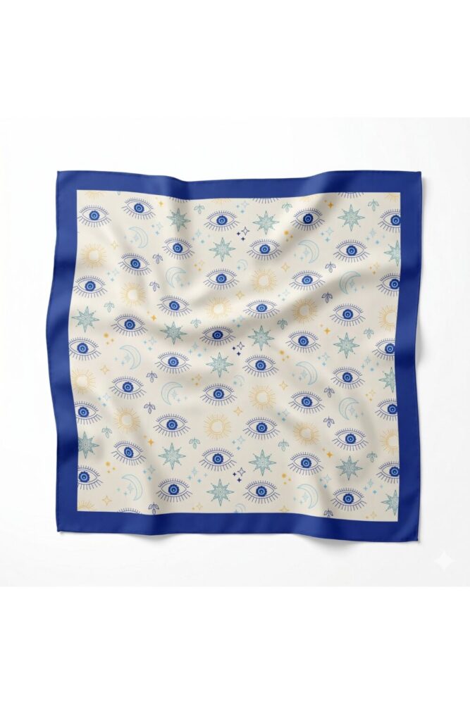 tarzınısec Tarzını Seç Mavi Göz Desenli Fular / Bandana 70x70 cm
