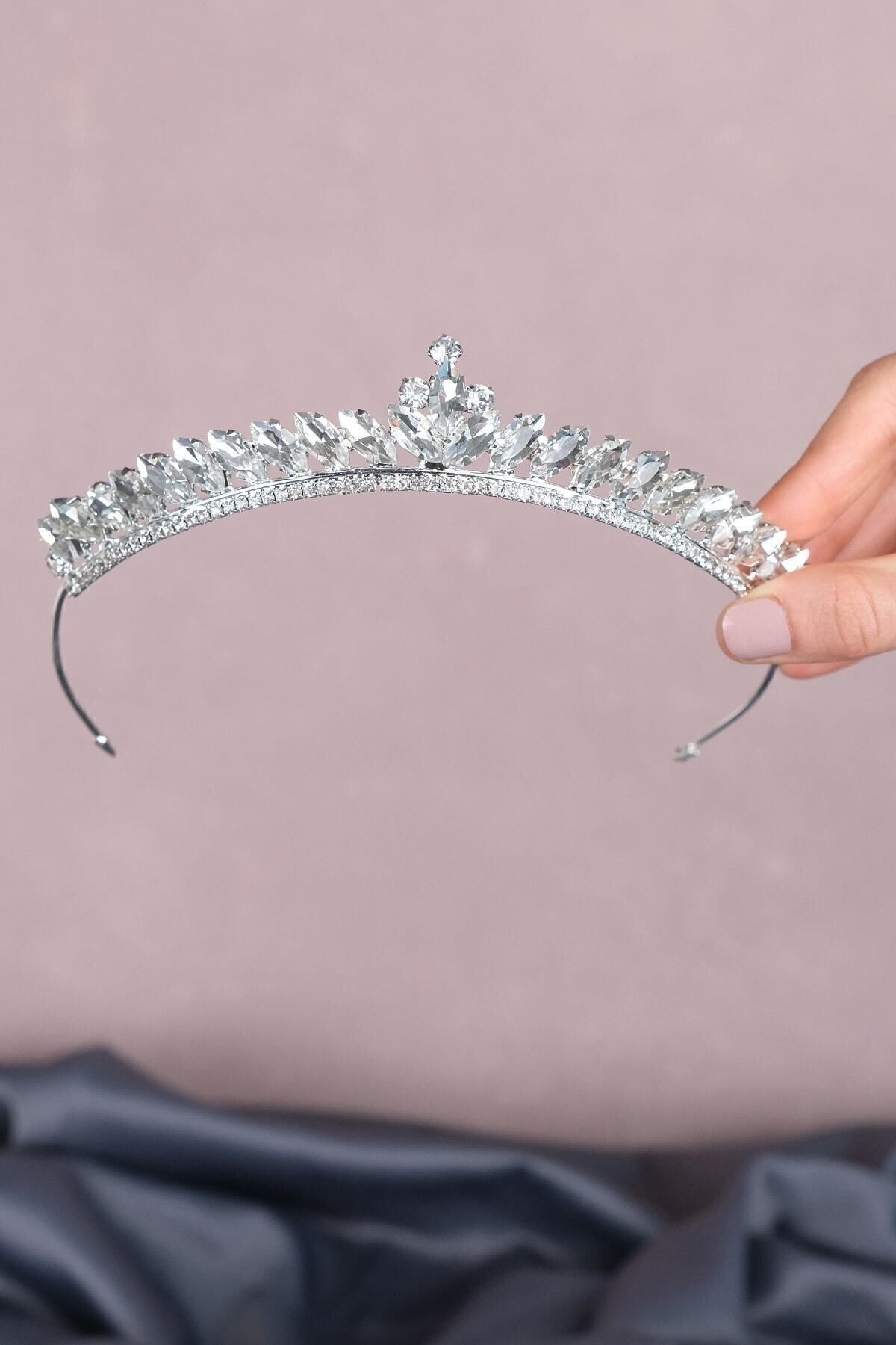 Genel Markalar Gelin Nikah Aksesuarı Ve Düğün Aksesuarı ince Mekik Taşlı Gelin Kına Tacı