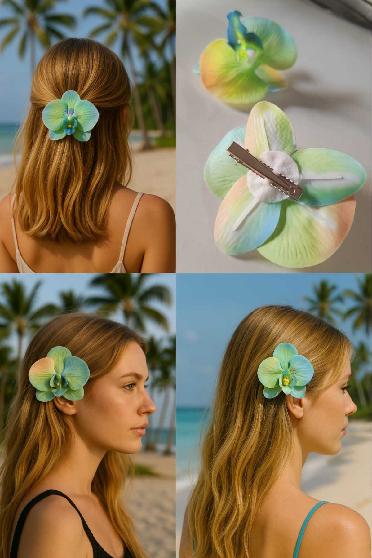 Diloshtrend Design Yaz Renkleri Orkide Çiçeği Aloha Pens Toka (10cm)