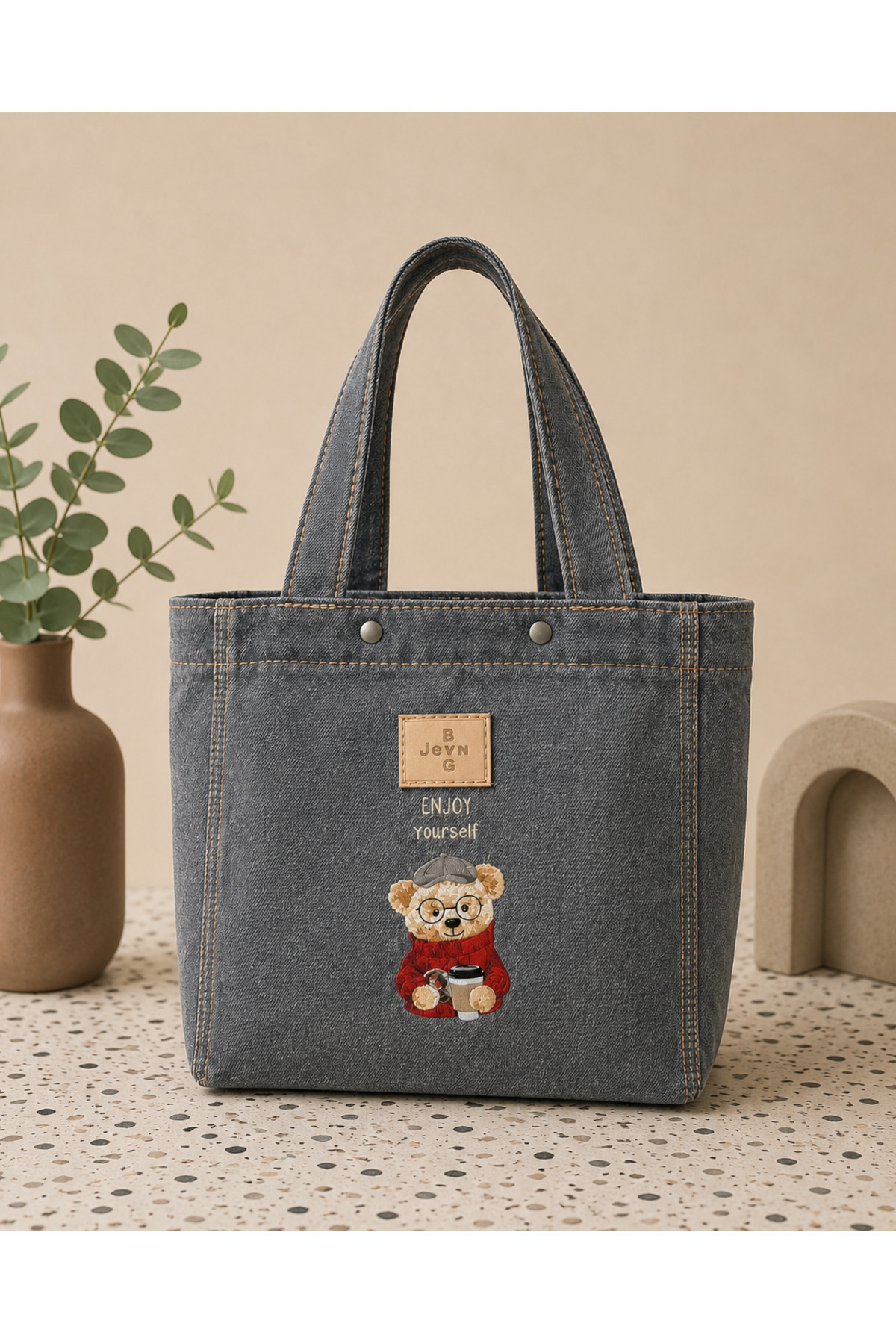 NARRATİVA Sevimli Tasarım Denim Tote Çanta
