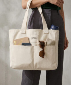Maco collection Kalın Gabardin Tote Bag Uzun Askılı Çok Cepli Geniş Omuz Çanta