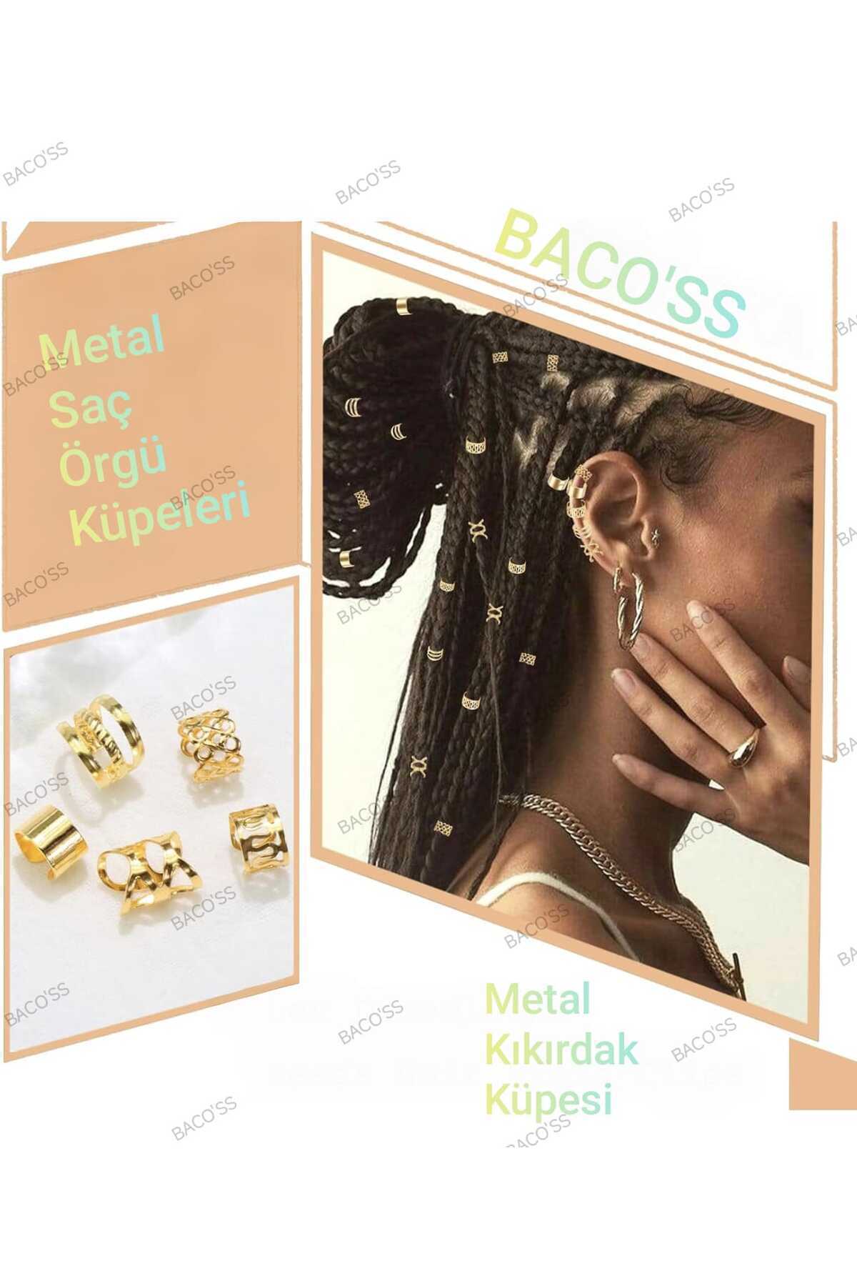 Bacoss Bohem Saç Halkası-Saç Küpesi Seti Modern Stil 10 Lu Hair Charms ( BC-1219 ) - Görsel 3