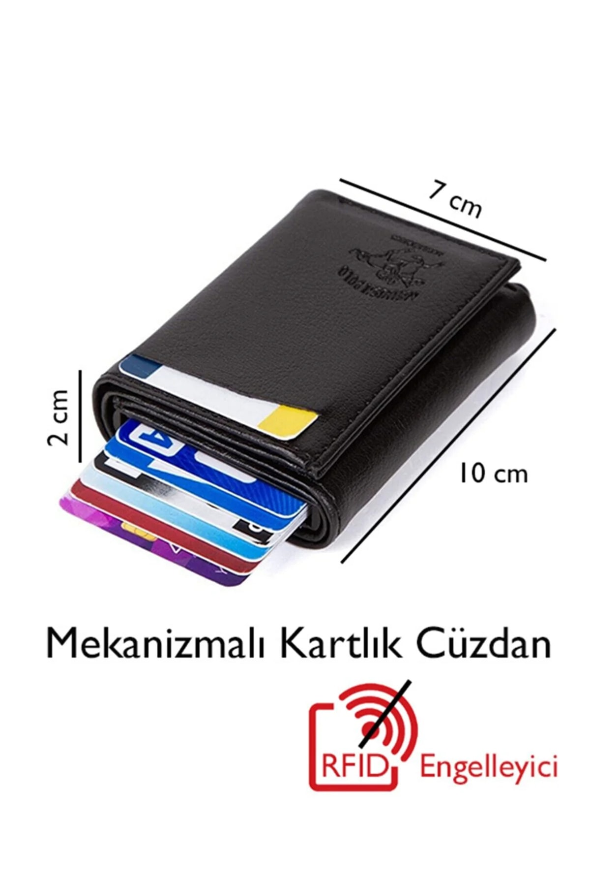 Newish Adelina Unisex Siyah Mekanizmalı Otomatik Kızaklı Kartlık Cüzdan (7CMX10CM)