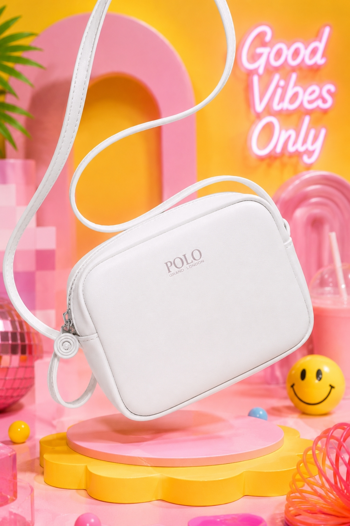 POLOGRAND London Kadın Orijinal Mini Urban Çapraz Ayarlanabilir Askılı Fermuarlı Küçük Boy El Kol Ve Omuz Çantası