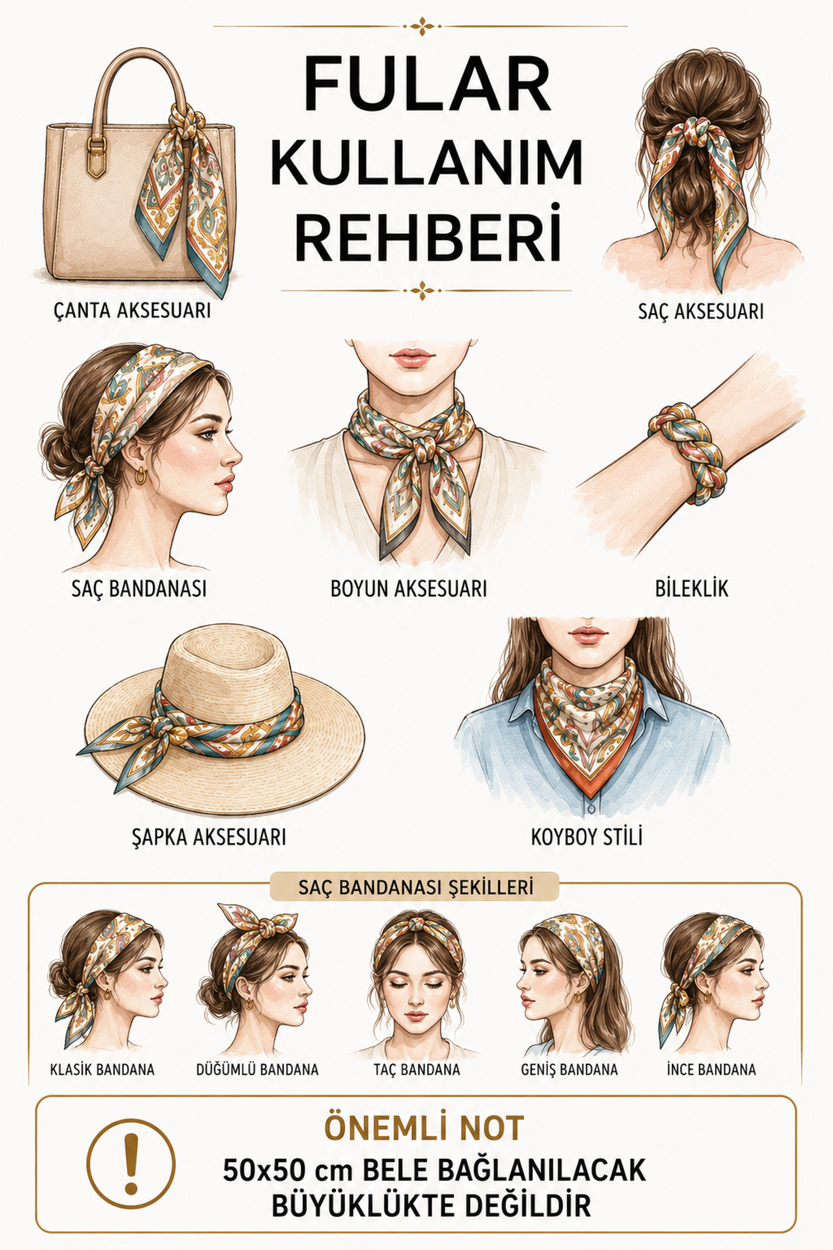 AGAPI Fular Limon Desenli Bandana Fular - Görsel 3