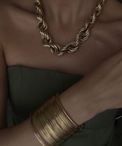 Alternative view of YOUES JEWELRY 316l Çelik Kalın Tel Kelepçe Ayarlanabilir Bileklik Gold Pazu Kelepçe Olarak Da Kullanılabilir
