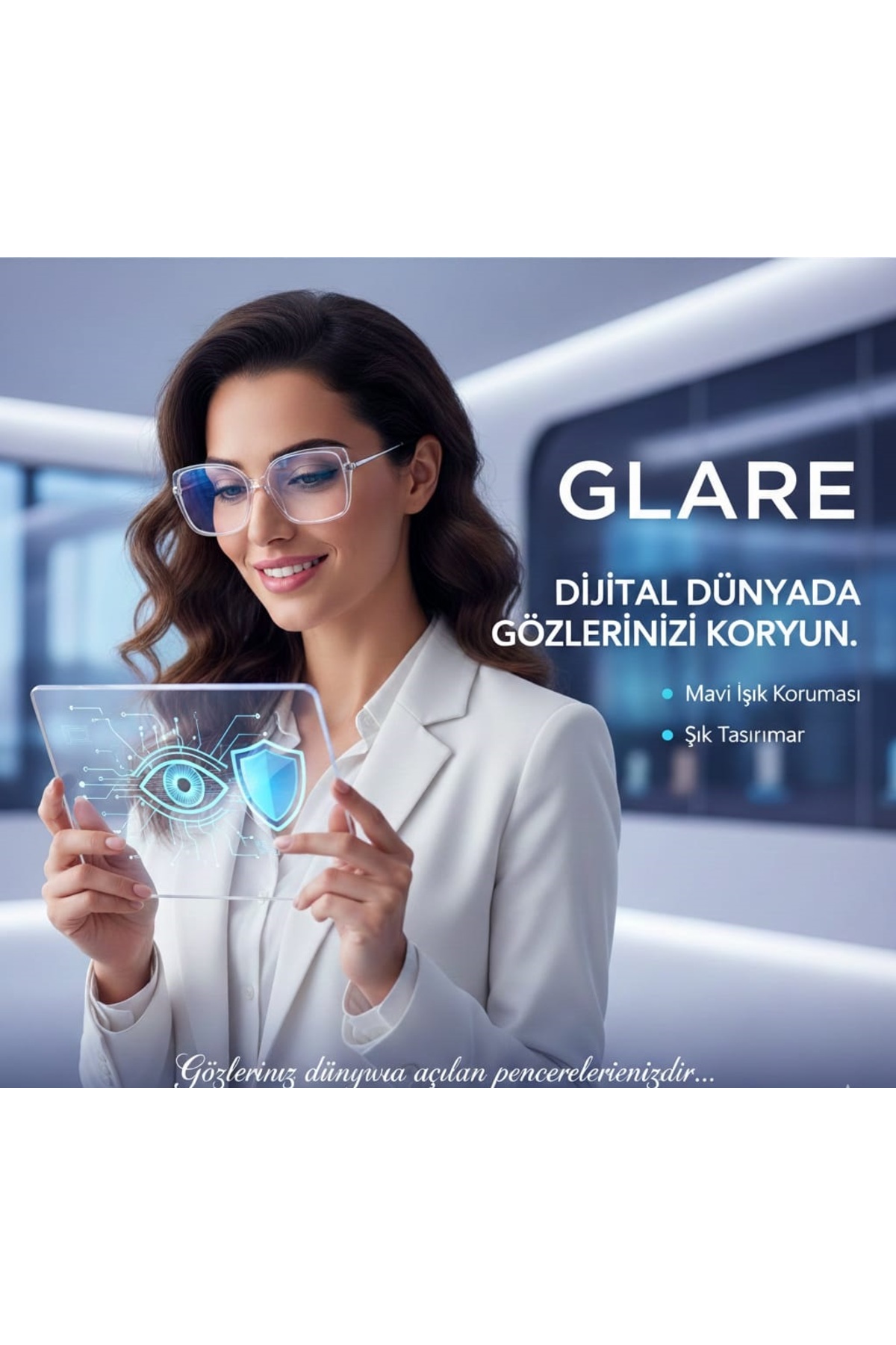HMG Aksesuar FLOWERS LEOPAR KADIN CATEYE BLUE BLOCK GÖZLÜK - Görsel 3