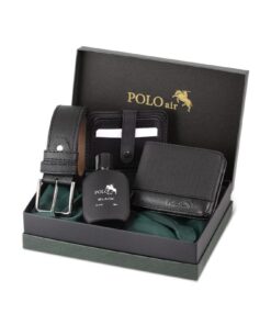 polo air Kutulu Spor Erkek Cüzdan Kemer Kartlık Parfüm Seti Siyah Renk