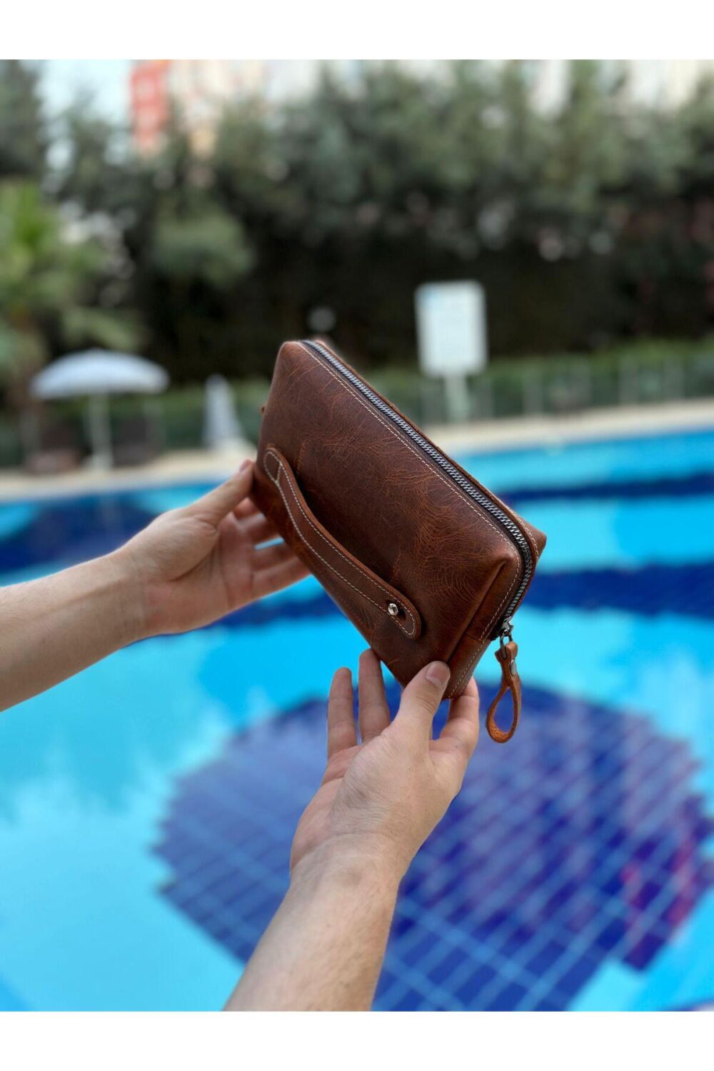 ÖzkanAccessory Capella Hakiki Deri Kahve Unisex El Çantası - Görsel 3