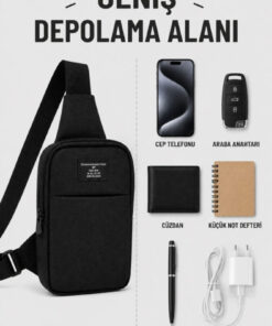 the modawest Unisex Telefon Bölmeli Bel Ve Çapraz Omuz Çanta Göğüs Seyahet Günlük Bodybag - Görsel 2
