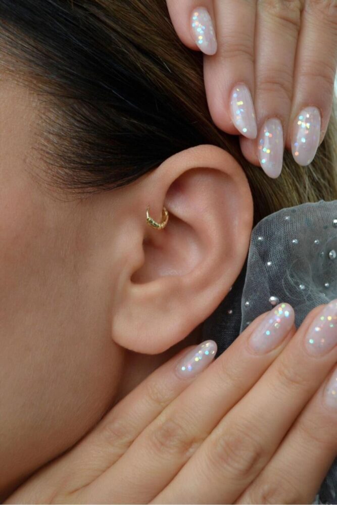 Sacce Scarves&Accessories 5 Mm Mini Halka Piercing 14 K Gold Renk Forward Helix Tragus Piercing Daith Helix - Görsel 2