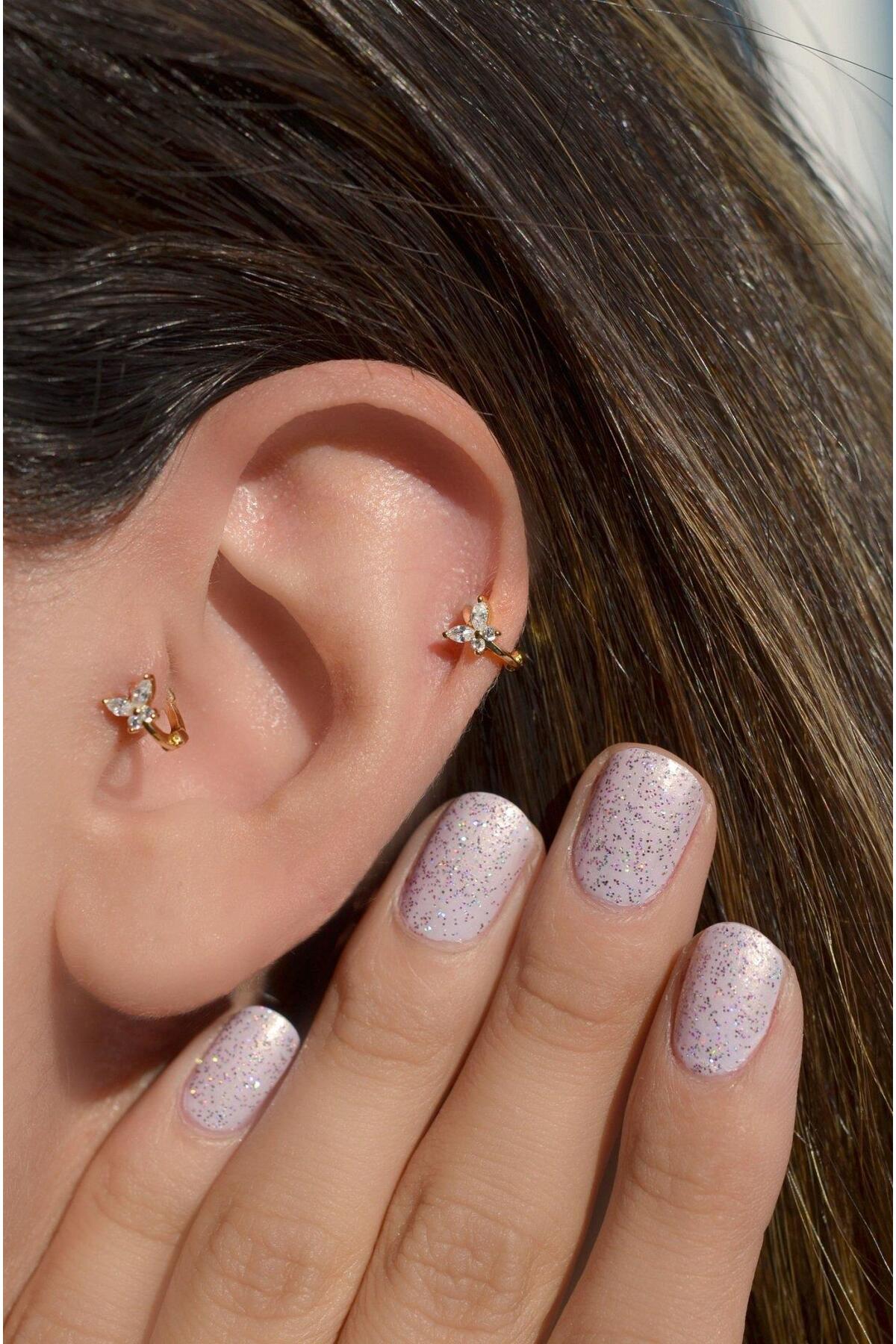 Sacce Scarves&Accessories Gold Kelebek Tragus Piercing - Görsel 3