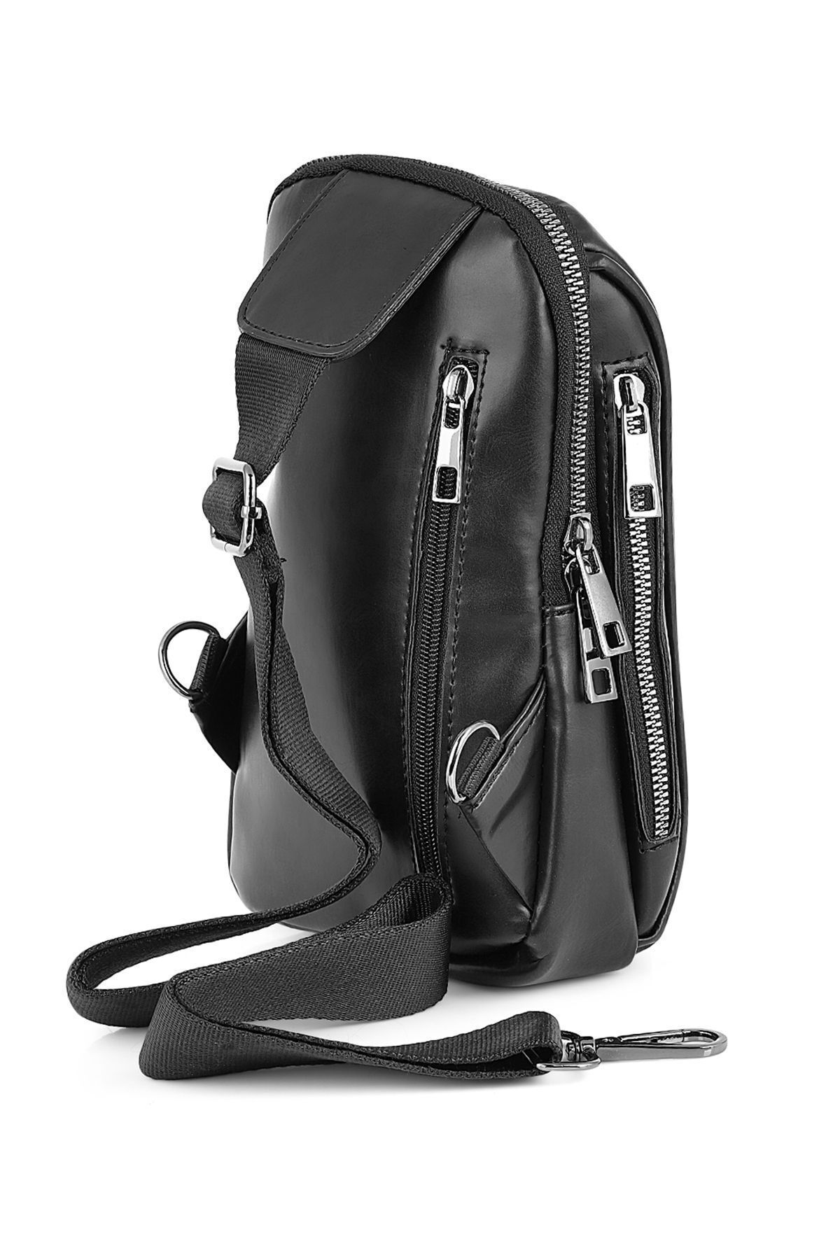 polo air Erkek Omuz Çantası Çapraz Göğüs Ve Sırt Çantası Body Bag Siyah Vegan Deri Etn-72-s - Görsel 3
