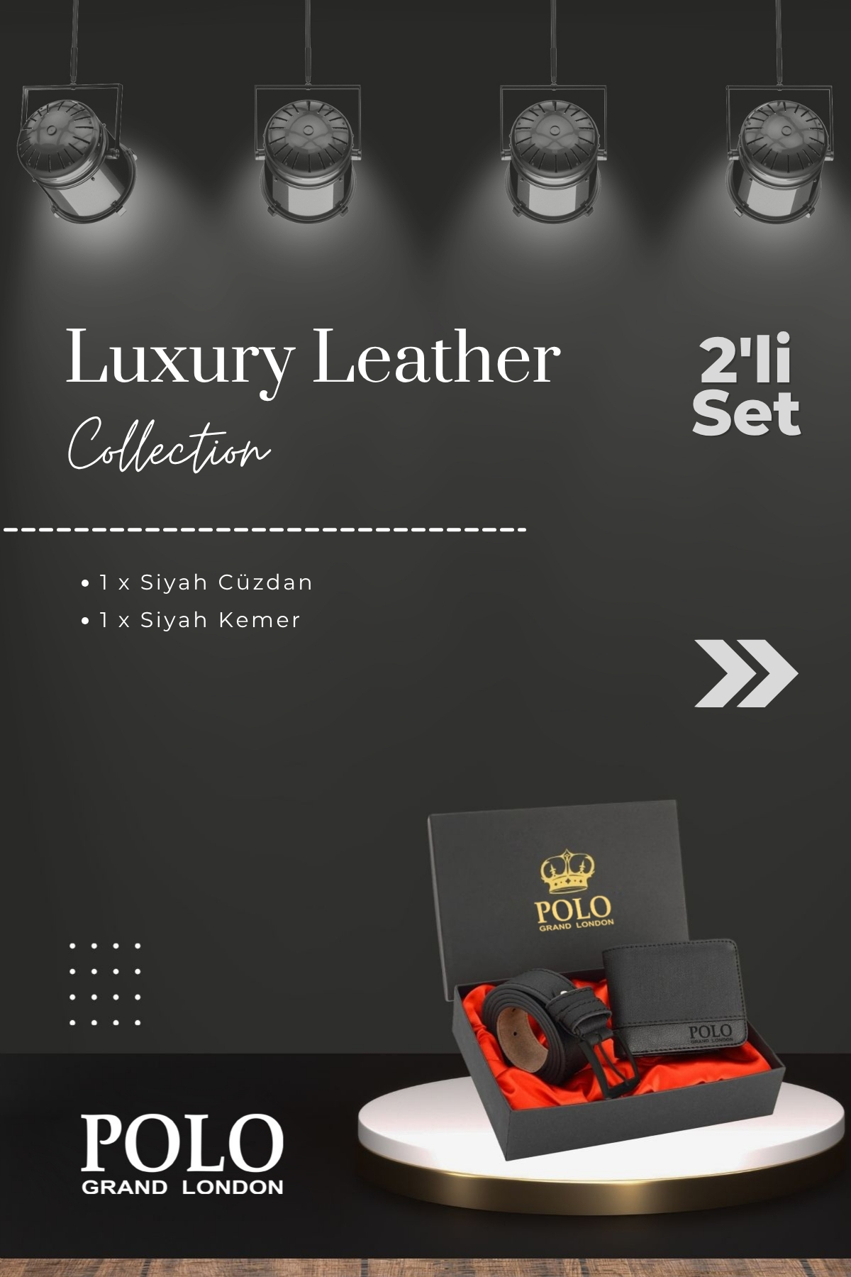 POLOGRAND London 2'li Set Özel Hediye Kutulu Babalar Günü Hediyesi İçin Babaya Hediyelik Şık Deri Kemer Cüzdan Seti - Görsel 3