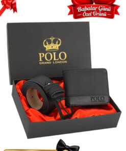 POLOGRAND London 2'li Set Özel Hediye Kutulu Babalar Günü Hediyesi İçin Babaya Hediyelik Şık Deri Kemer Cüzdan Seti