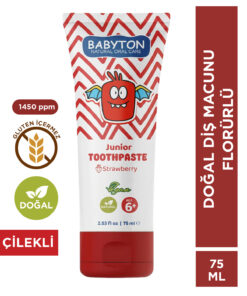 BABYTON Doğal Çilekli 6 Yaş ve Üzeri Florürlü Diş Macunu 75 ml