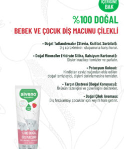 Alternative view of Siveno 0 Doğal Diş Macunu Bebek ve Çocuk İçin Çilek Aromalı Florürsüz 50 ml