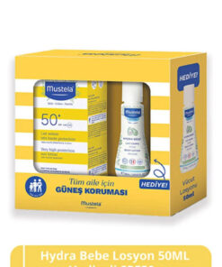 Mustela HydraBebe Losyon Hediyeli SPF 50+ Güneş Koruyucu Tüm Cilt Tipleri Bebek Çocuk Yetişkin 100ml