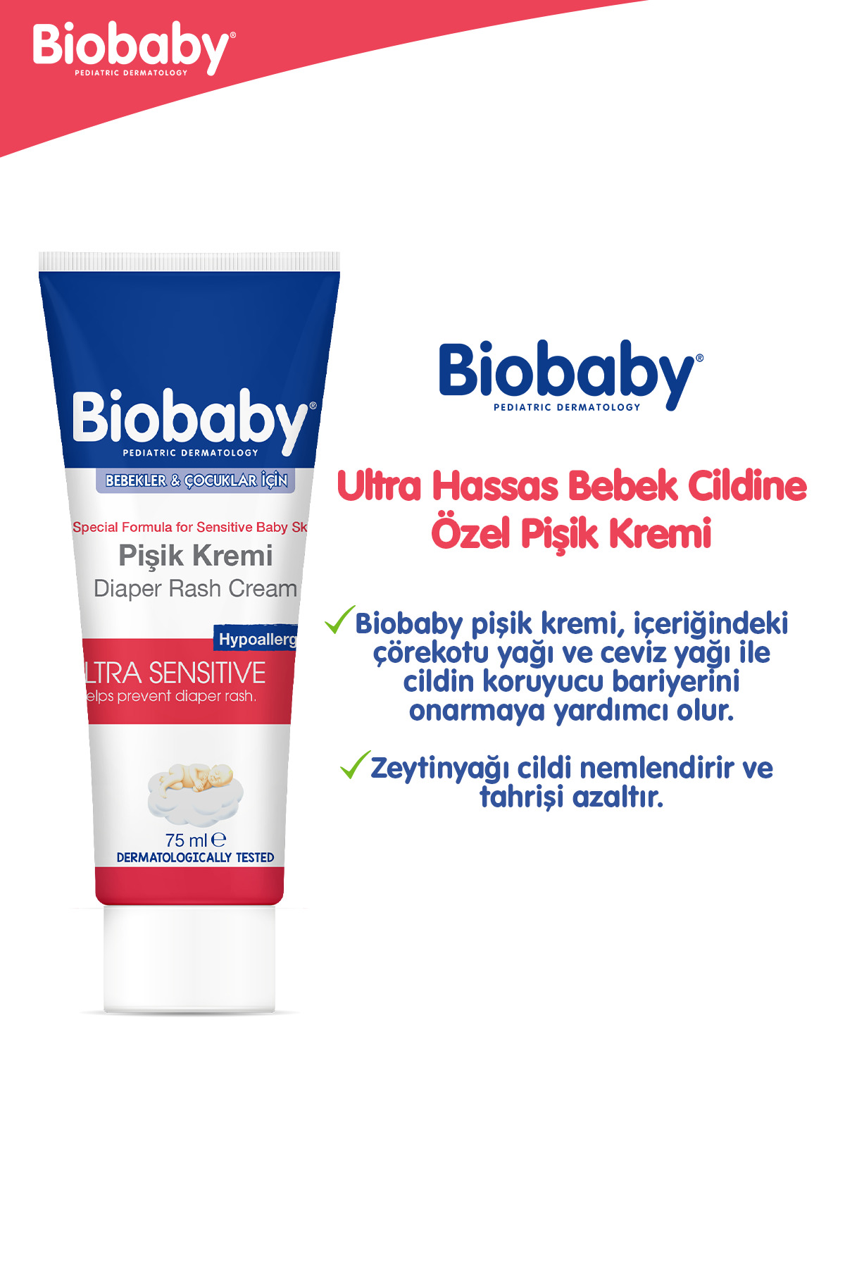Biobaby Bebek Pişik Kremi Çinko 75 gr - Organik Kır Iğdesi Yağı Ve Zeytinyağı Içerir - Görsel 3