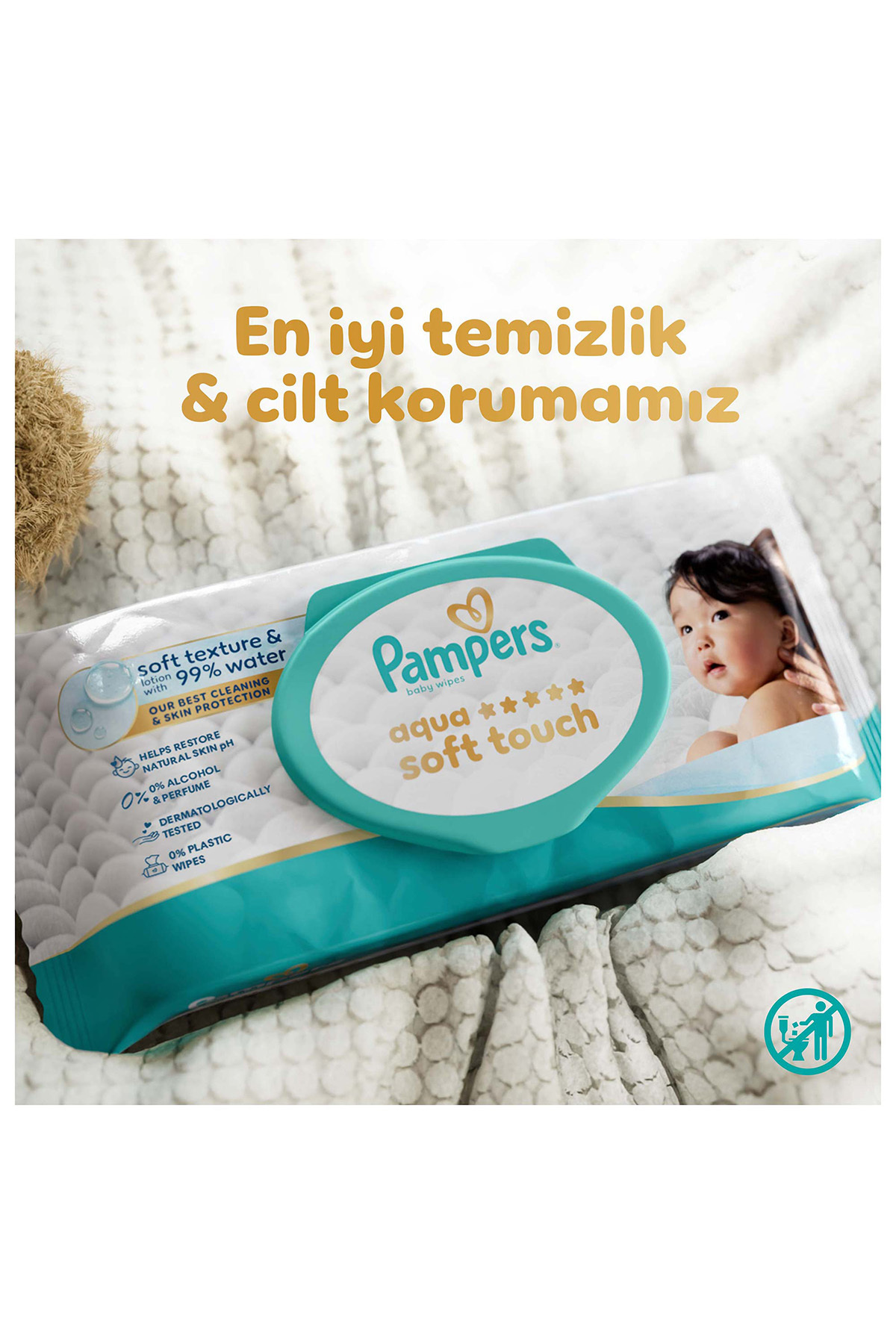 Prima Pampers Aqua Soft Touch Bebek Islak Havlu 1 Paket 60 Yaprak - Görsel 3