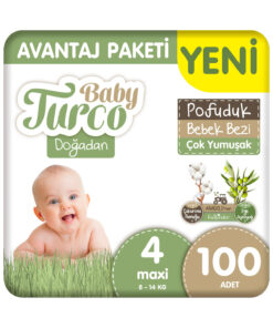 Baby Turco Doğadan Avantaj Paketi Pofuduk Bebek Bezi 4 Numara Maxi 100 Adet
