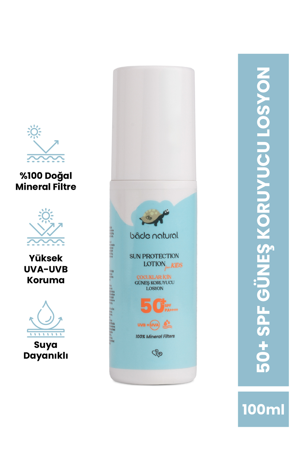 Bade Natural 0 Doğal 50+ SPF Yüksek Korumalı Çocuk Güneş Koruyucu Losyon Mineral Filtreli 100 ml
