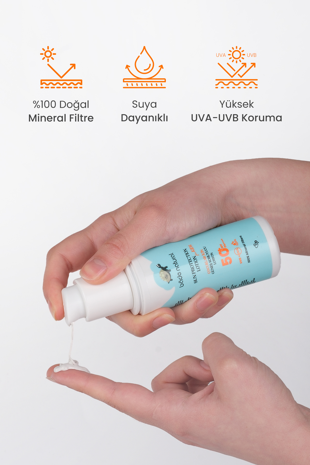 Bade Natural 0 Doğal 50+ SPF Yüksek Korumalı Çocuk Güneş Koruyucu Losyon Mineral Filtreli 100 ml - Görsel 3