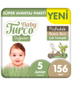 Baby Turco Doğadan Süper Avantaj Paketi Pofuduk Bebek Bezi 5 Numara Junior 156 Adet