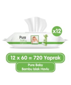Pure Baby Organik Bambu Özlü Islak Havlu 12×60 (720 Yaprak)