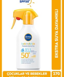 NIVEA SUN SPF50+ Bebek Ve Çocuklar Için Güneş Spreyi 270ml, Hassas Güneş Koruması, Ekstra Suya Dayanıklı