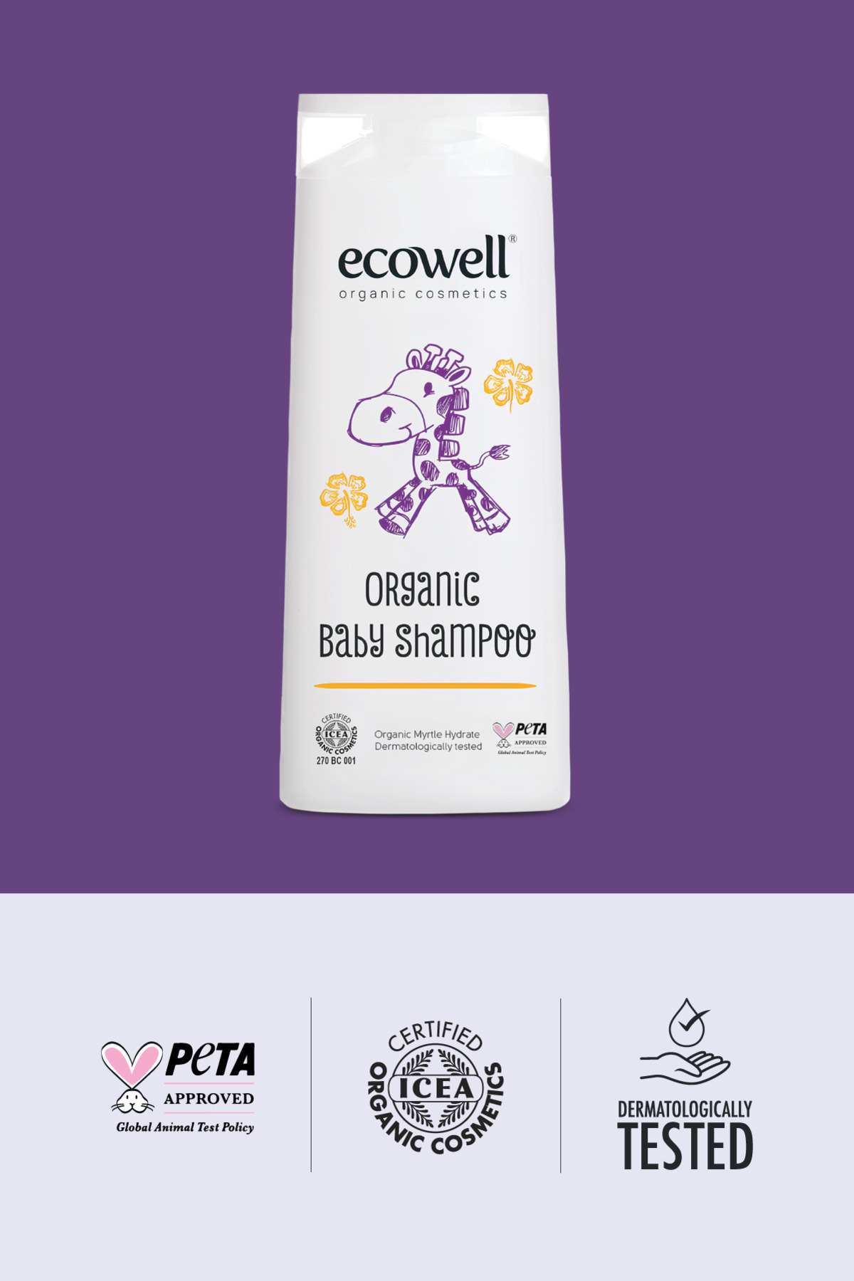 Ecowell Organik Sertifikalı Göz Yakmayan Yenidoğan, Bebek Ve Çocuk Bitkisel Şampuanı, Saç Ve Vücut, 300 ml - Görsel 3
