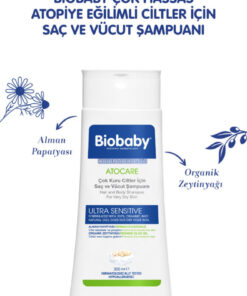 Alternative view of Biobaby Çok Kuru Ciltler Saç Ve Vücut Şampuanı 300 ml - Organik Zeytin Yağı Alman Papatyası Atopik Ciltler