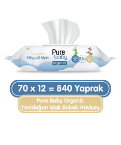 Pure Baby Organic Yenidoğan Islak Havlu 12x70 (840 YAPRAK)