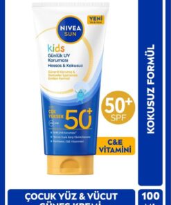 NIVEA SUN SPF50+Çocuk İçin Yüz ,Vücut Yüksek Koruyucu Güneş Kremi 100 ml,Kokusuz,3 Yaş ve Üzeri