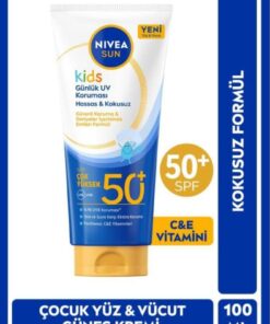 NIVEA SUN SPF50+Çocuk İçin Yüz ,Vücut Yüksek Koruyucu Güneş Kremi 100 ml,Kokusuz,3 Yaş ve Üzeri