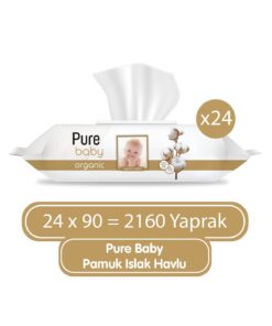 Pure Baby Organik Pamuklu Islak Havlu 24×90 (2160 Yaprak)