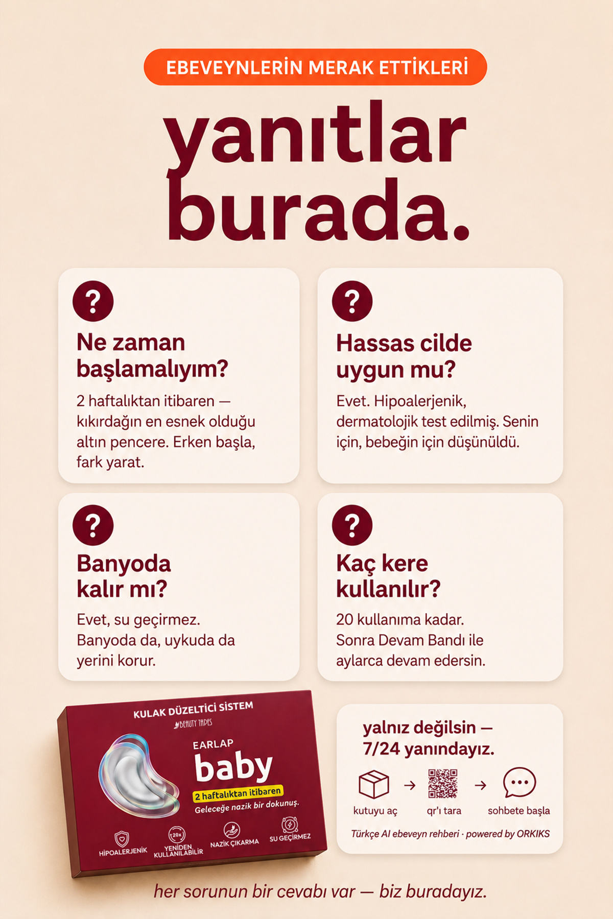 Beauty Tapes Earlap Baby Kepçe Kulak Düzeltici Silikon Beans - Görsel 3