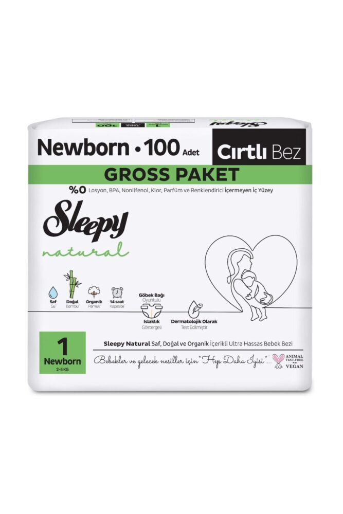 Sleepy Natural Gross Paket Bebek Bezi 1 Numara Newborn 100 Adet - Görsel 2