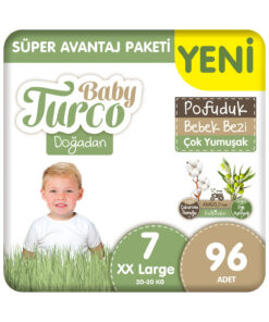 Baby Turco Doğadan Süper Avantaj Paketi Pofuduk Bebek Bezi 7 Numara Xxlarge 96 Adet