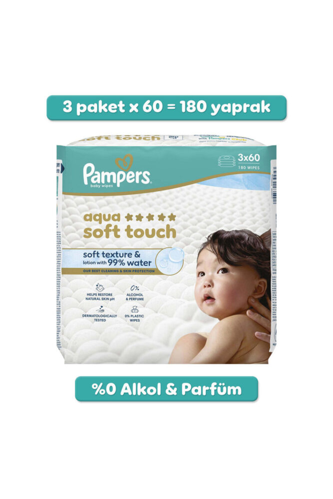 Prima Pampers Aqua Soft Touch Bebek Islak Havlu 3 Paket 180 Yaprak - Görsel 2